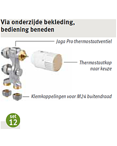 Jaga aansluitset 12 Low-H2O vloer 2-pijp VPE/Alum. Ø 16 mm AC-knop